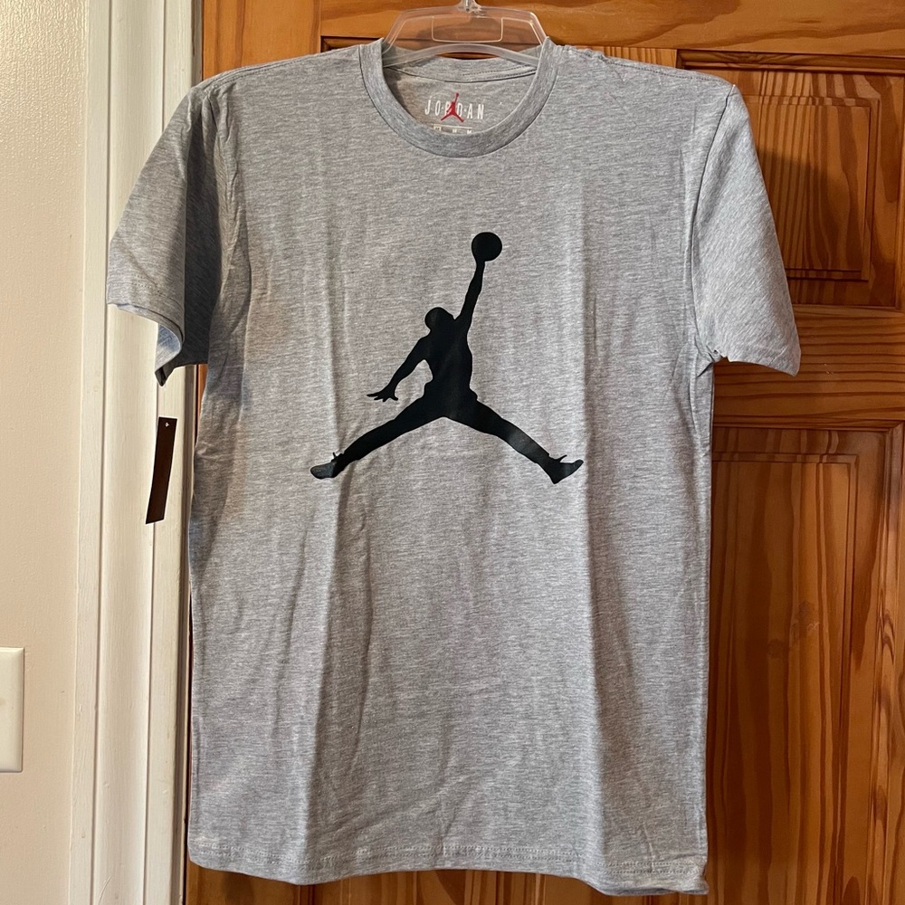 Jordan Gray Short Sleeve Tee with Black Logo